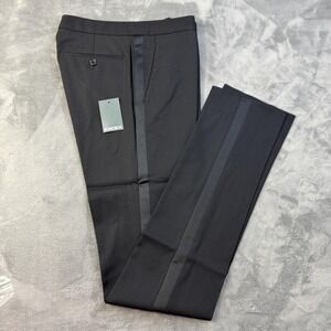 Bonobos Tuxedo Pants Mens 28x37 Black Slim Fit Wool Formal Satin Stripe Dress